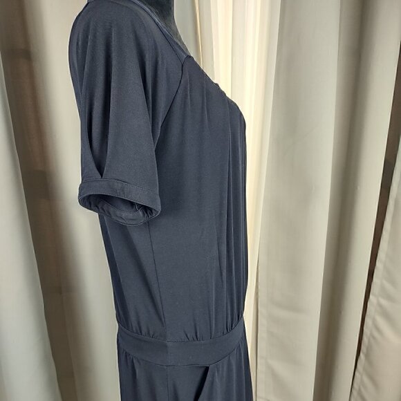 Loft Ann Taylor Navy Cowl Pleated Dress With Pockets Size Small - Picture 6 of 14